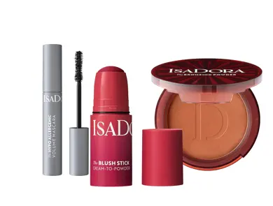 Isadora mascara, blushstift og bronzepudder.
