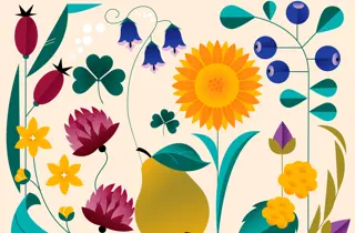 Blomster og frukt i høstfarger