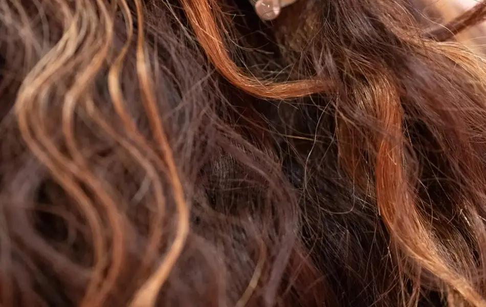 Nærbilde av hårspenne i brunt hår