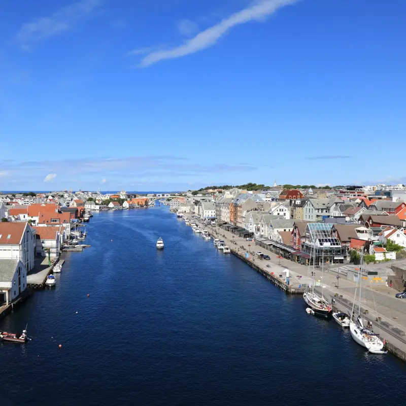 Haugesund city, Norway. Summer view of boats in Haugaland district of Norway.
