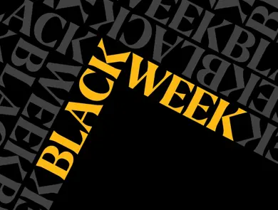 Grafisk bilde med teksten "Black Week"