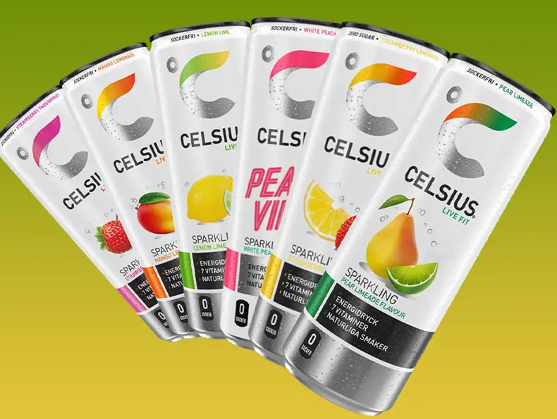 Celsius energidryck i flera smaker och burkar