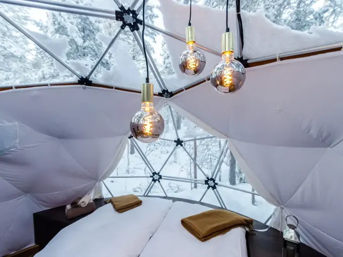 Aurora Canvas Dome innvendig, hos Glød Explorer