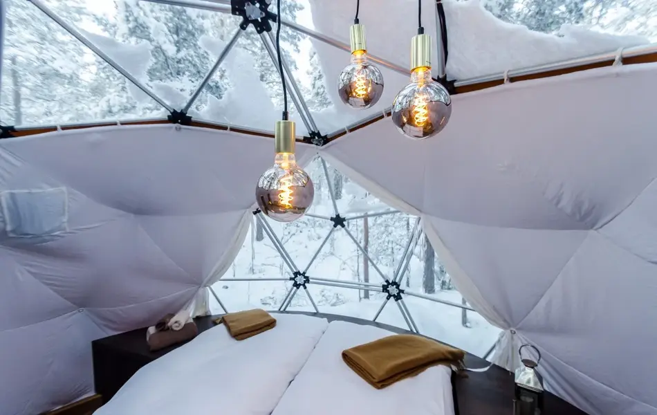 Aurora Canvas Dome innvendig, hos Glød Explorer