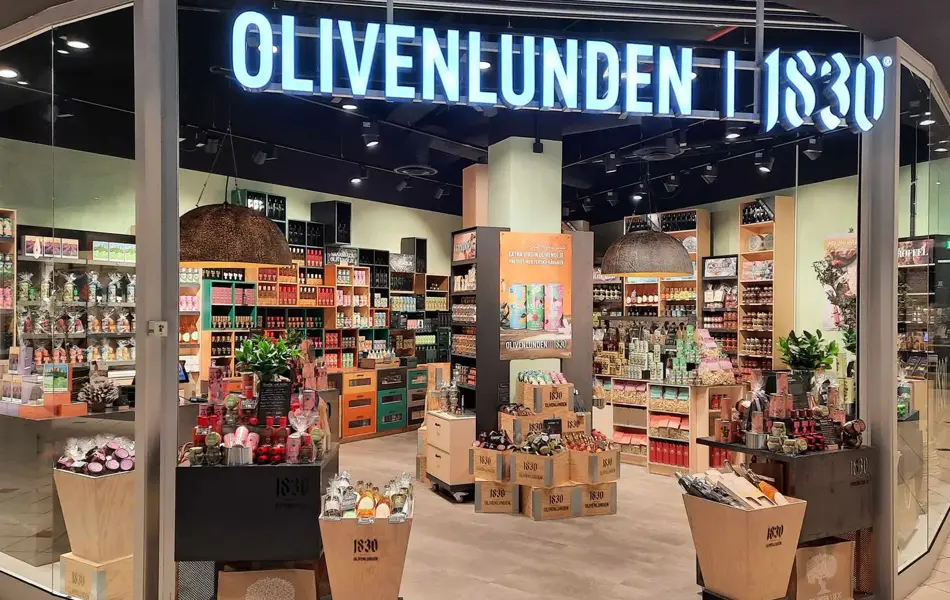 Olivenlunden 1830 butikkfasade