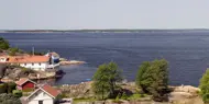 Bilde av skjærgården utenfor området med boligprosjektet Lervik i Strømstad, Sverige.