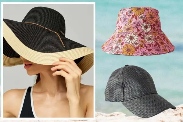 Dame med hatt og bøttehatt og caps