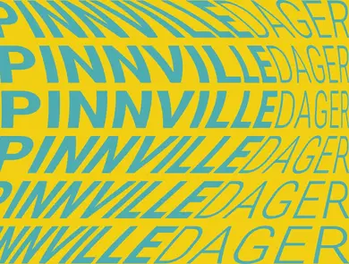 Grafisk bilde med gul bakgrunn og blå tekst "Spinnvilledager"