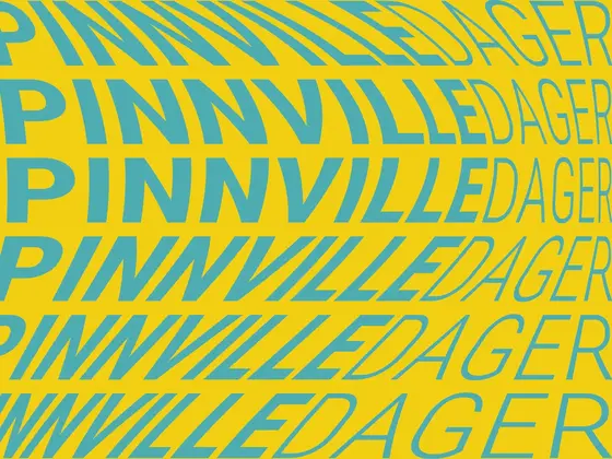 Grafisk bilde med gul bakgrunn og blå tekst "Spinnvilledager"