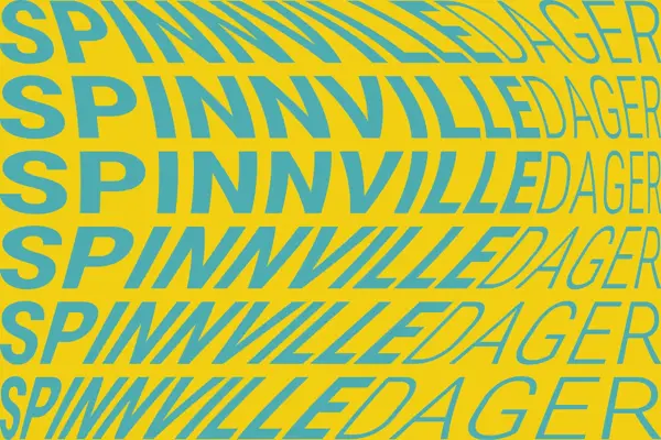 Grafisk bilde med gul bakgrunn og blå tekst "Spinnvilledager"