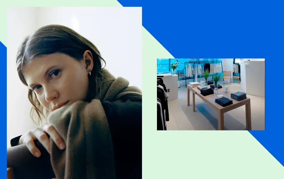 Julie Josephine pop up butikk og modell med antrekk.