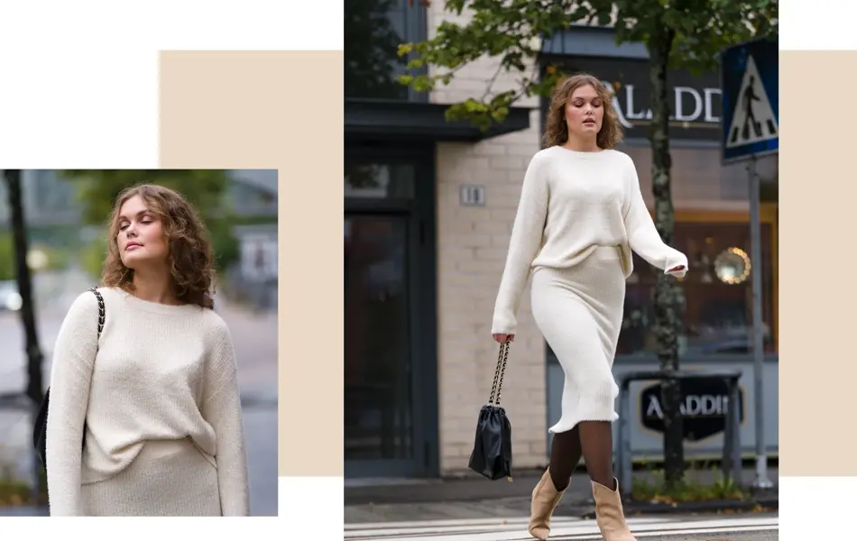 3)	Genser fra Vero Moda, kr 299,-// skjørt fra Vero Moda, kr 399,- // seske fra H&M, kr 299,-