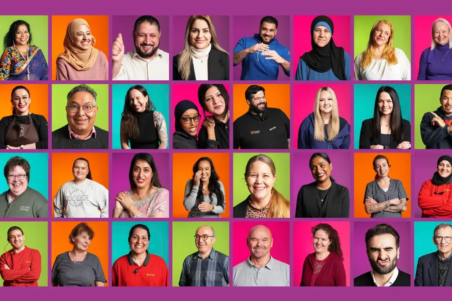 Kollasj av mennesker