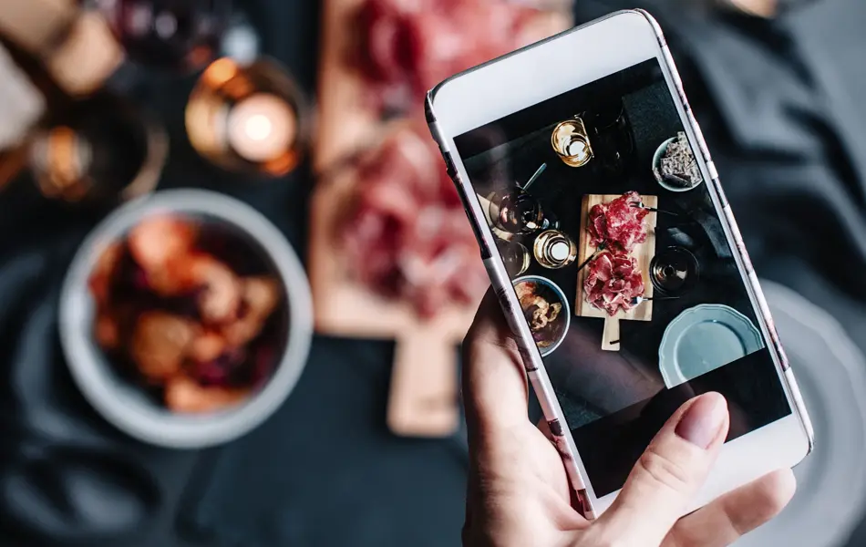 Taking photos of food table top shoot