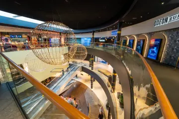 AMFI Moa fellesareal, man ser fra øverste etasje ned i senter av senteret