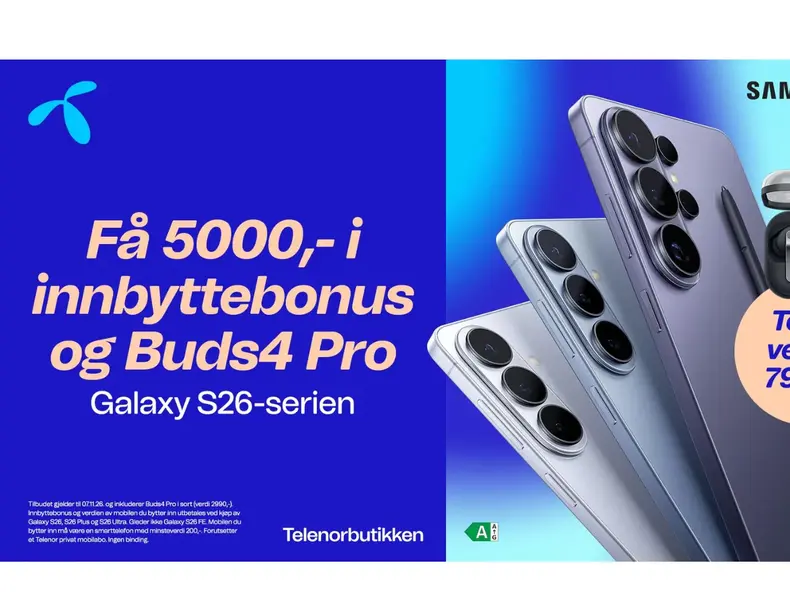 Innbyttebonus-kampanje fra Telenorbutikken på Samsung