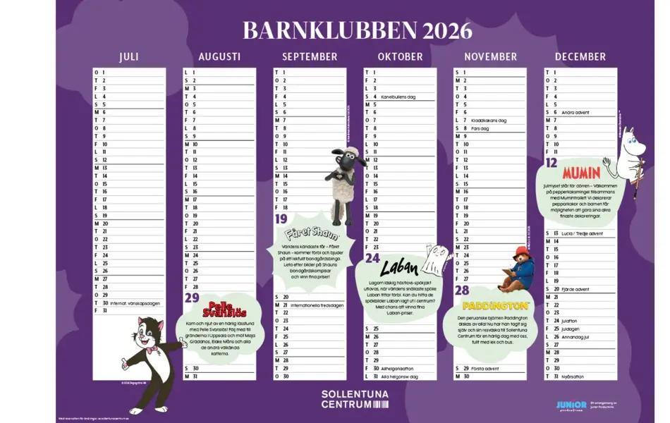 Barnklubben kalender 2