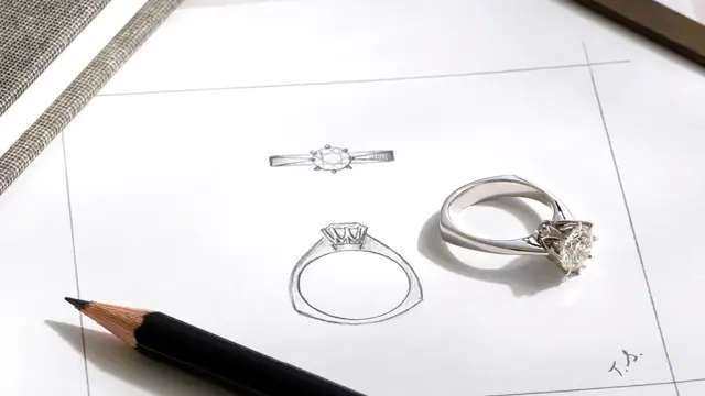 skisse av ring og ferdig ring