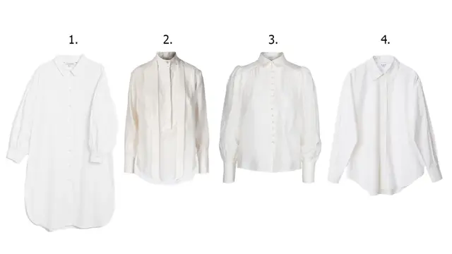 kollasj,4 hvite skjorter