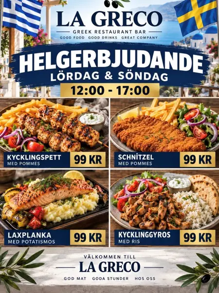 Helgerbjudanden med olika luncher från La Greco