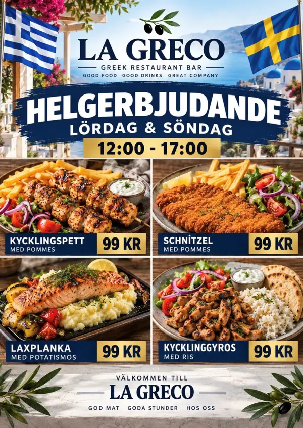 Helgerbjudanden med olika luncher från La Greco