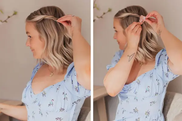 Dame som fikser håret sitt