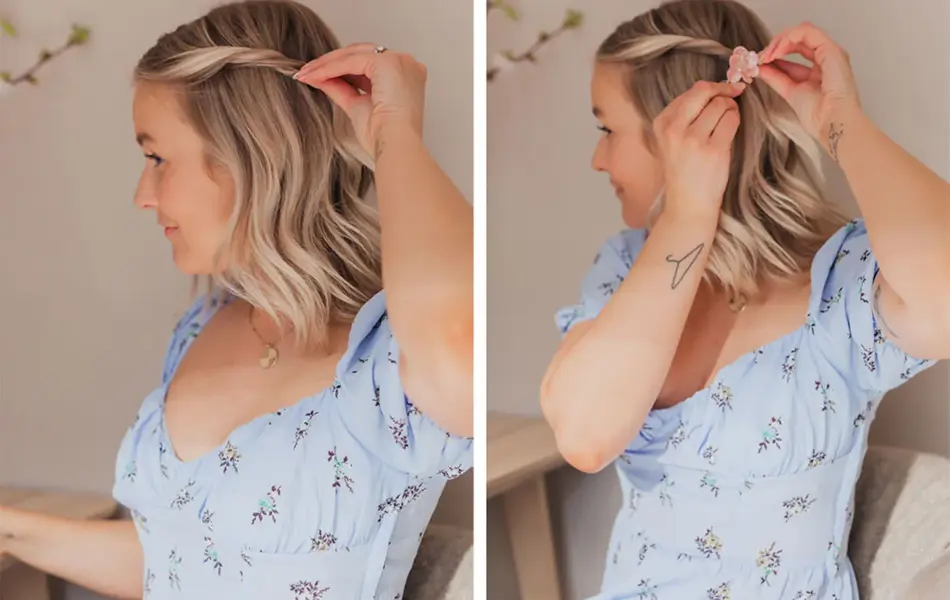 Dame som fikser håret sitt