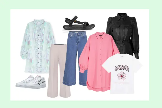 kollasj med produktbilder av forskjellige vårklær