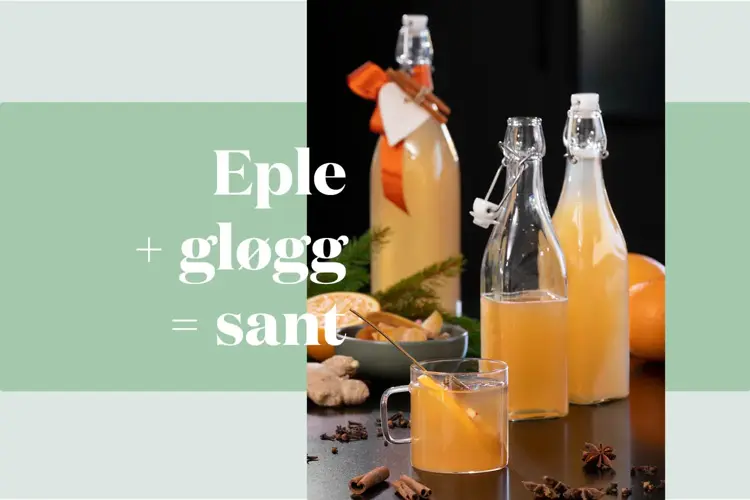 Lag en velsmakende eplegløgg, hell den på en fin glassflaske, og gi den bort i vertinne- eller julegave!
