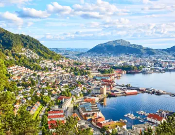 Bergen viewed from mountain in Sandviken, Norway