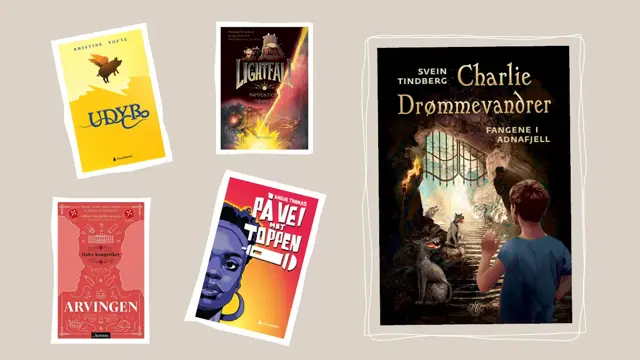 Produktbilde av bøkene: På vei mot Toppen, Charlie Drømmevandrer, Lightfall, Udyr og Arvingen