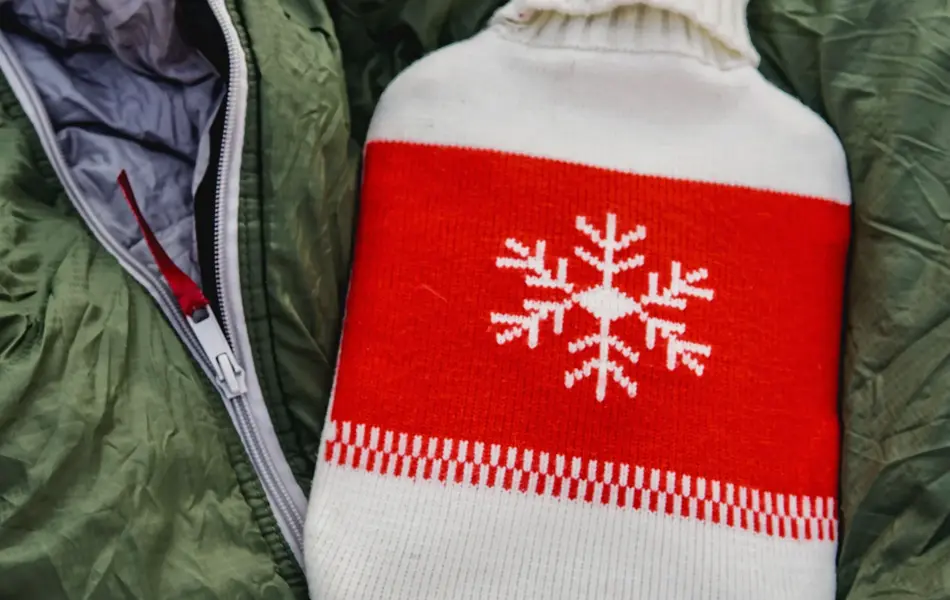 varmeflaske og sovepose