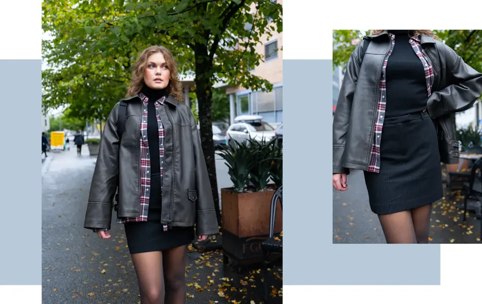 Skinnjakke blir aldri feil, og denne høsten skal den gjerne ha et litt vintage preg. Denne er fra Bik Bok, kr 999,- 