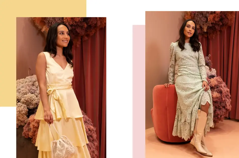 Dame som viser sommerkjoler