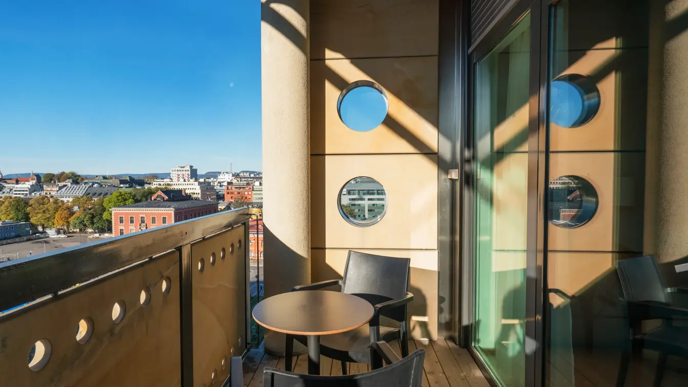 Balkong på business room på Thon Hotel Opera