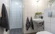 Bildet viser et baderom i boligprosjektet Skitorget på Skeikampen.