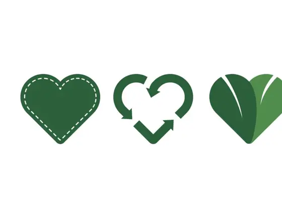tre symboler på bærekraft, reparer, resirkuler og naturen