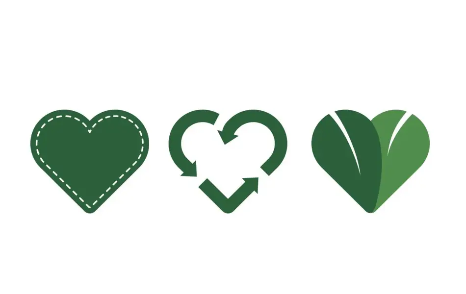 tre symboler på bærekraft, reparer, resirkuler og naturen