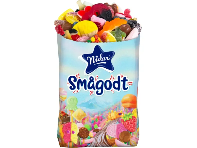 Smågodt-pose fylt med assortert godteri