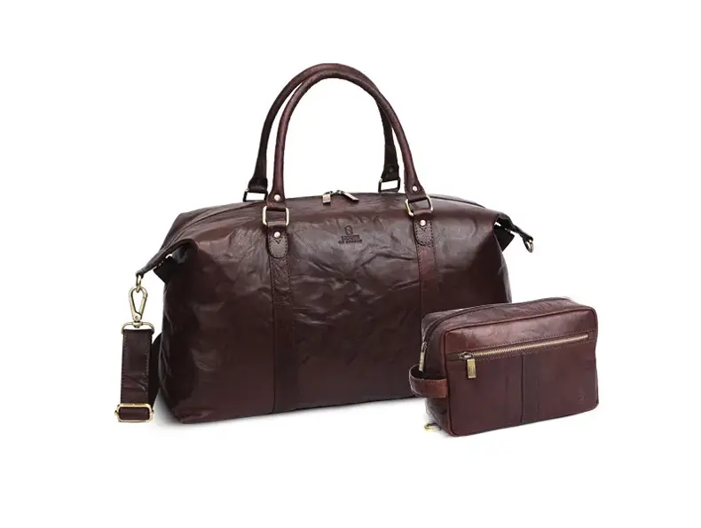 Wekkendbag og toalettmappe av skinn fra House of Nordic.