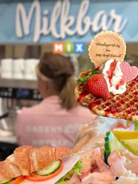 Dame med ryggen imot, og croasant