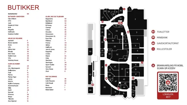 kart over senter med butikker jan 2025