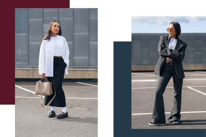 dame som viser mote på p-hus taket