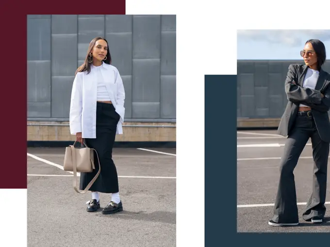 dame som viser mote på p-hus taket