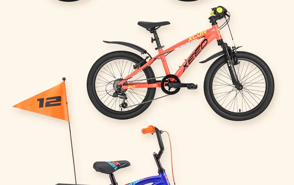 Kollasj av sykler til barn