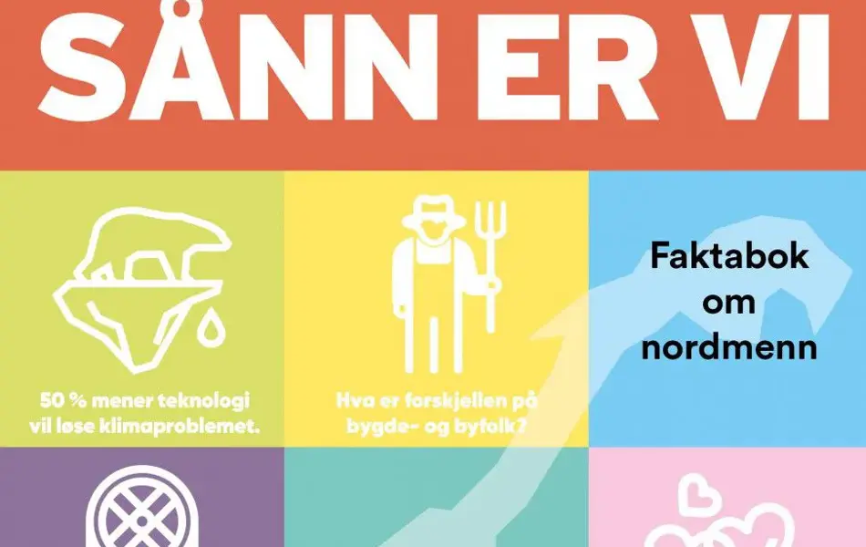 Forsiden på boken Sånn er vi av Ole Petter Nyhaug, med 9 fargerike bokser