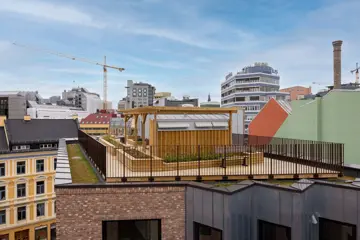 Bilde av takterrassen i boligprosjektet Brugata 3.