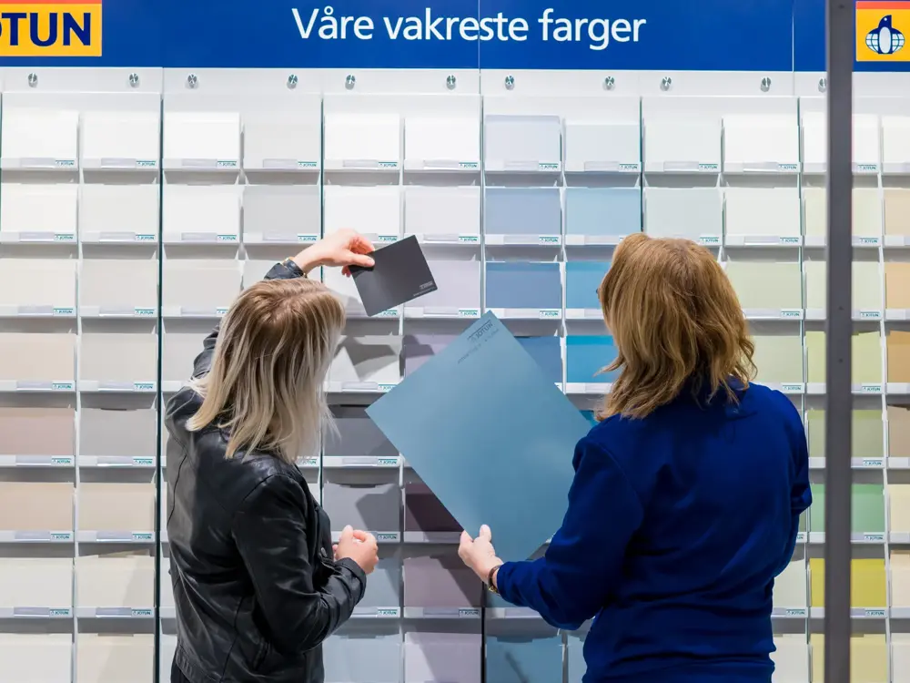 Dame får hjelp med maling 