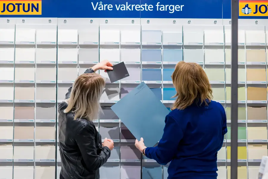 Dame får hjelp med maling 