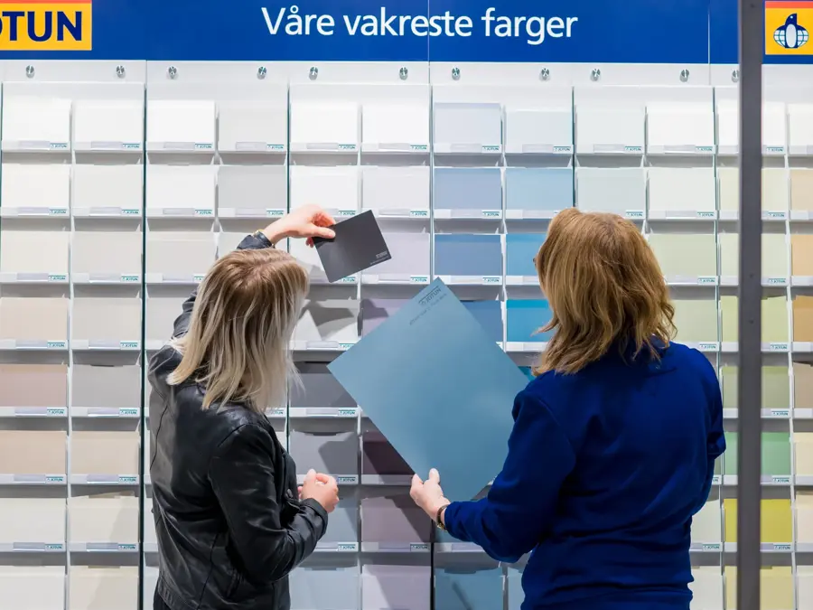 Dame får hjelp med maling 